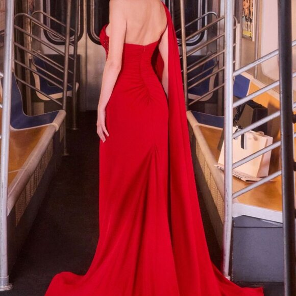 Red or black formal dress. One shoulder mother of the bride party military ball - Picture 4 of 7